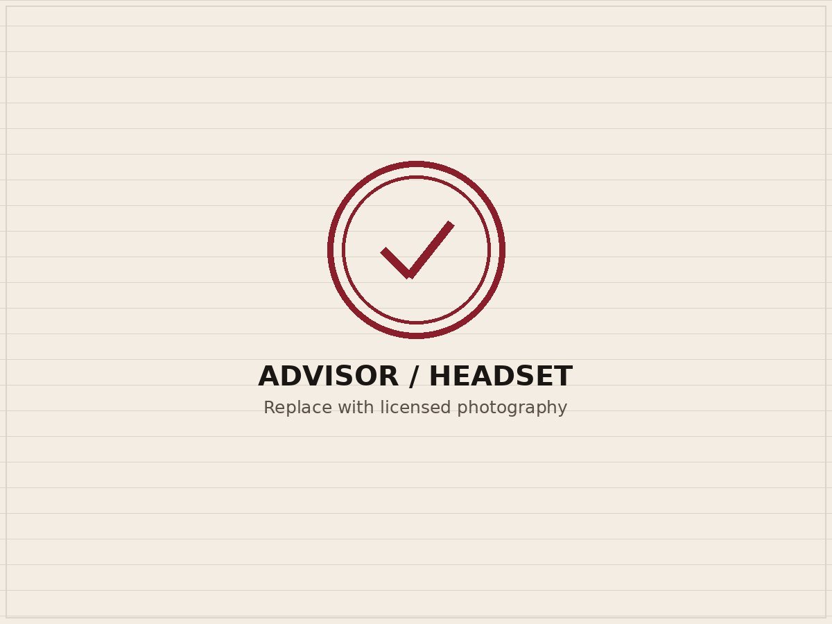 A debt relief specialist wearing a headset, smiling during a client call.